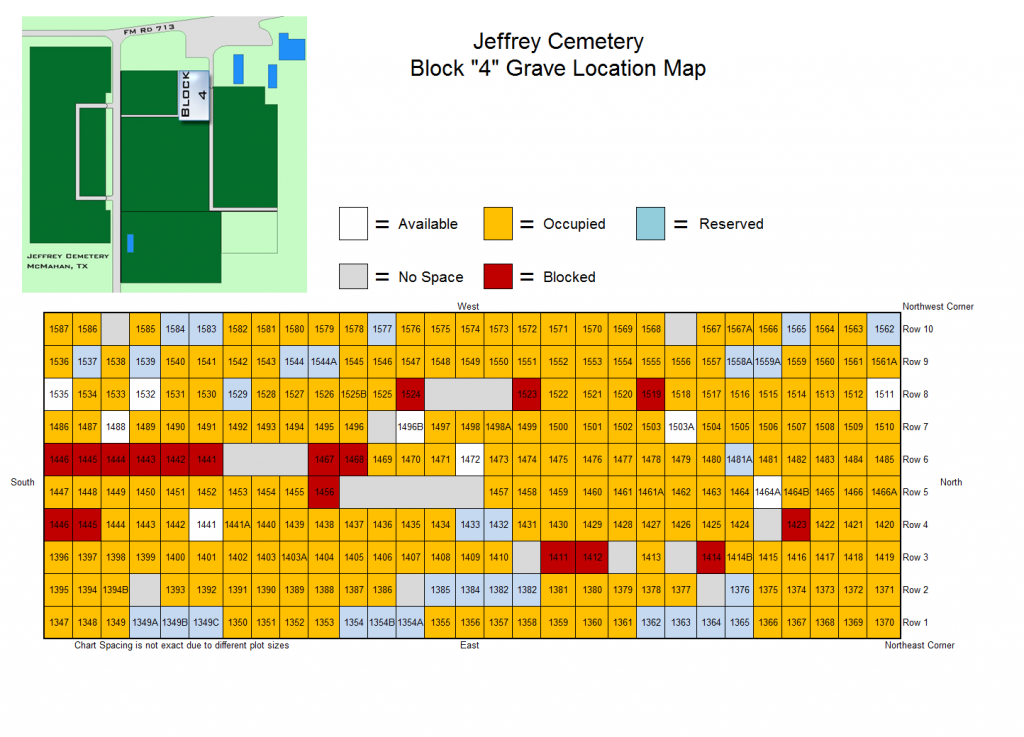 Jeffrey Cemetery Block 4 Grave Location Map